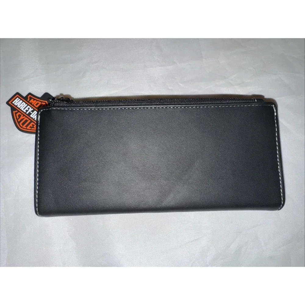 Unisex Faux Leather Harley Davidson Tri Fold Wallet‎ Travel Tech Organizer New